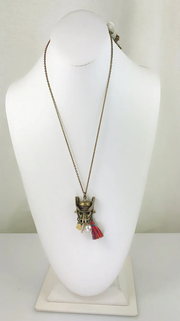 Beatiful Vintage Style Retro Mazinger Z Face Long Necklace