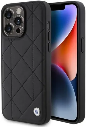 BMW Leather Quilted Case for iphone 15 Pro 6.1" Black - BMHCP15L22RQDK