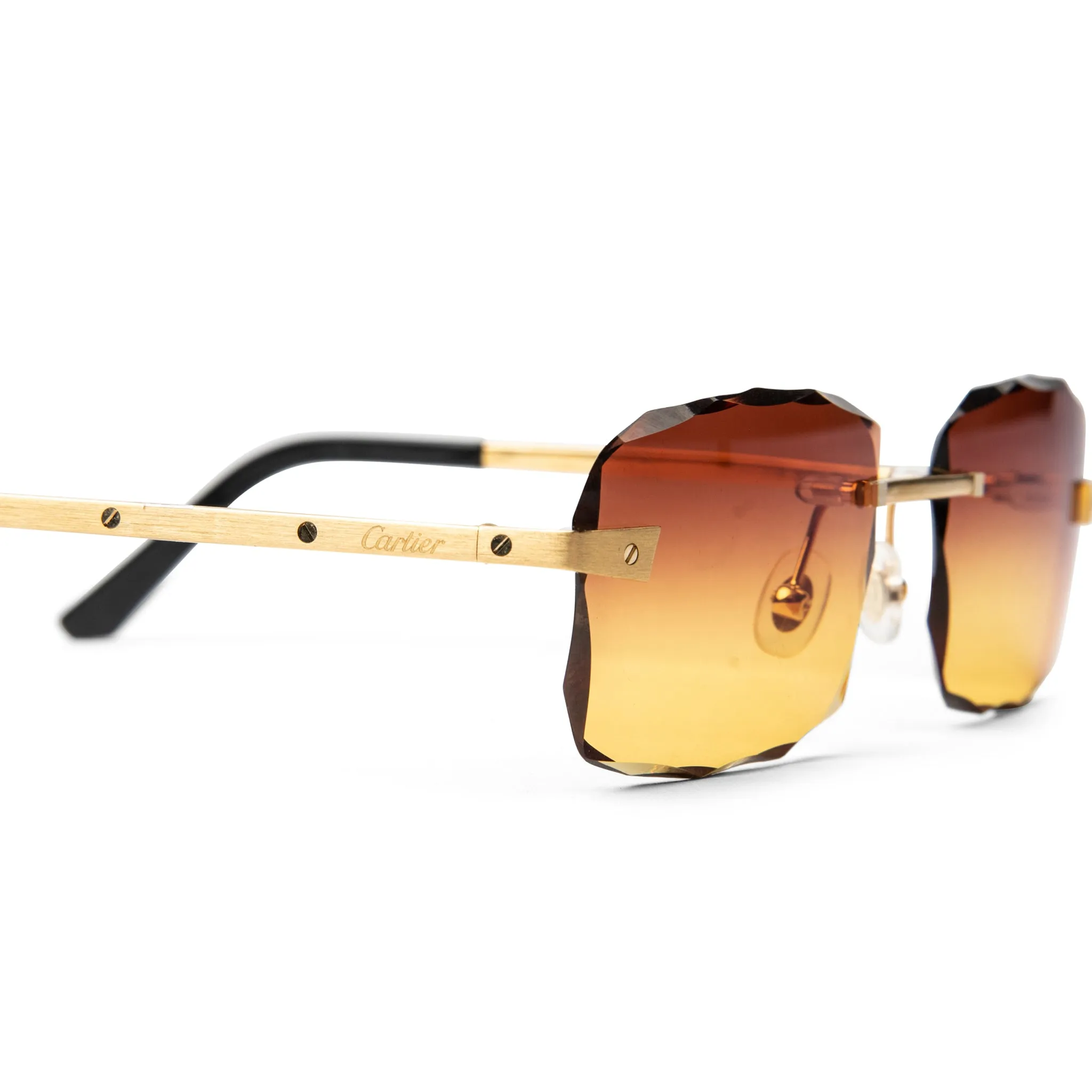 Cartier Eyewear Custom CT0167O-004 Santos De Cartier Rimless Sunglasses