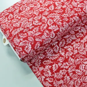 Christmas Cotton - Red - Glitter - Foliage