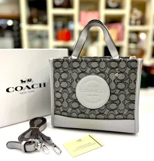 Coach Women's Handbag with Long Belt (Grey / Off White)