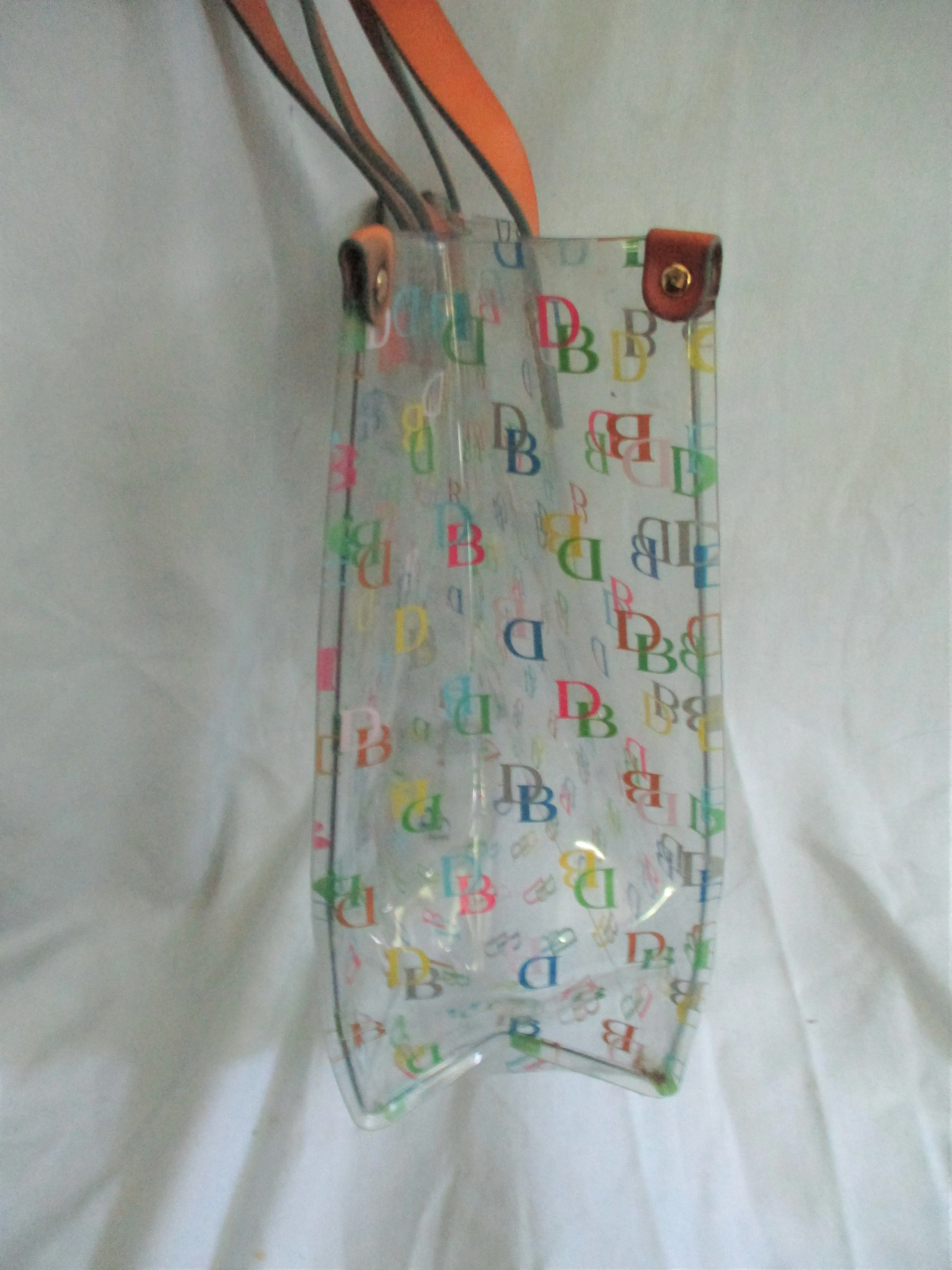 DOONEY & BOURKE Vinyl Leather LUNCH Bag Carryall SHOPPER CLEAR Multi-Color Vegan