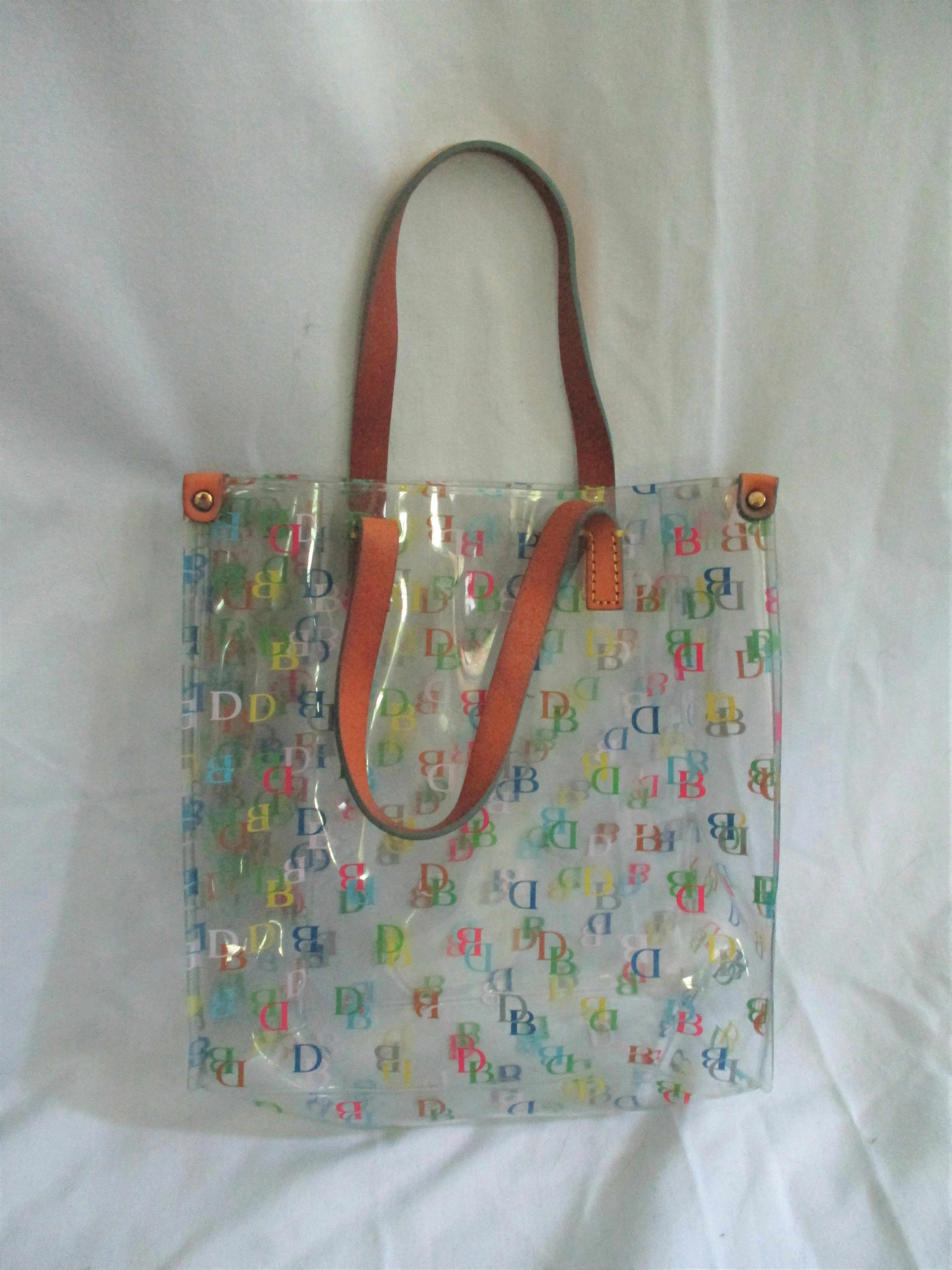 DOONEY & BOURKE Vinyl Leather LUNCH Bag Carryall SHOPPER CLEAR Multi-Color Vegan