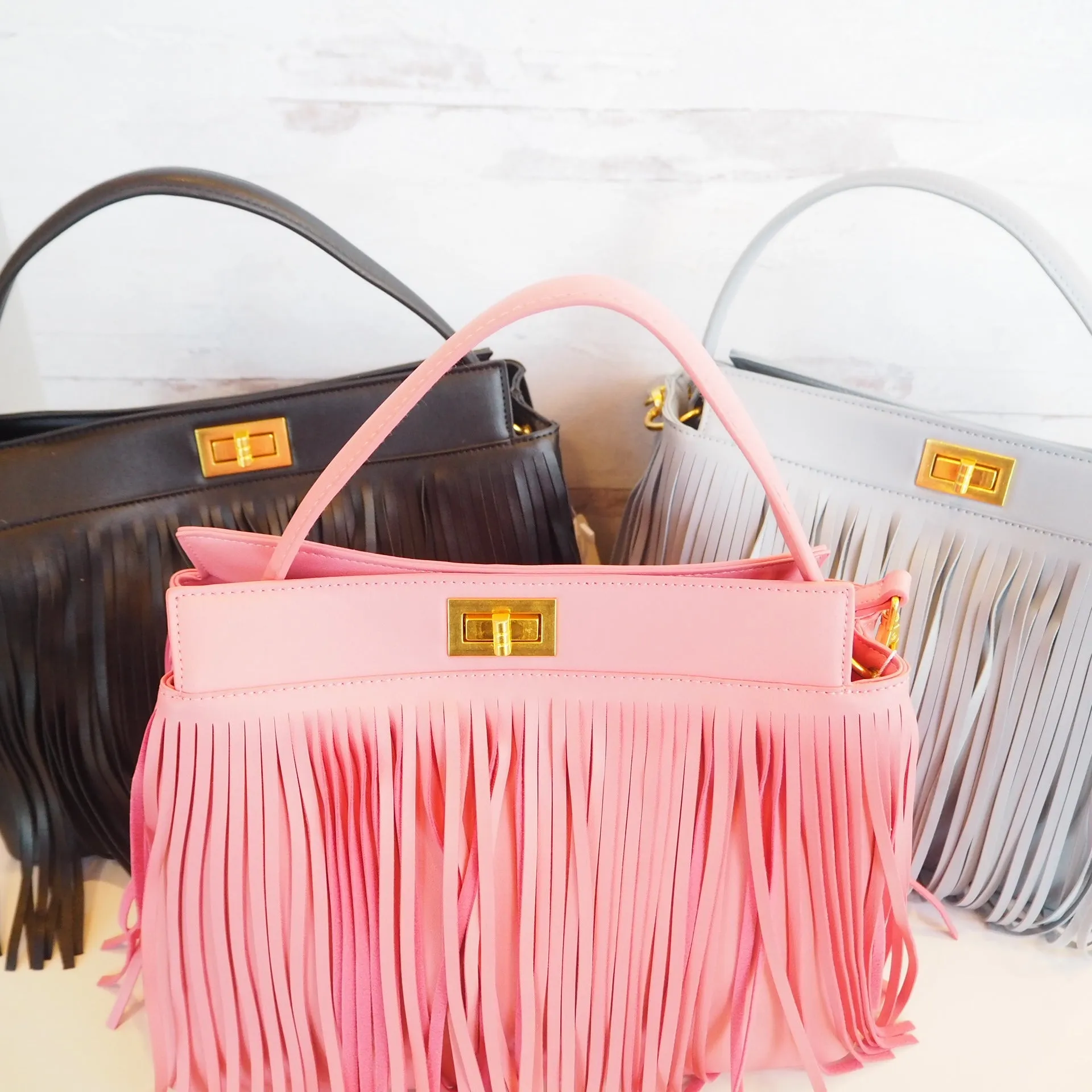 Fringe Vegan Leather Handbag