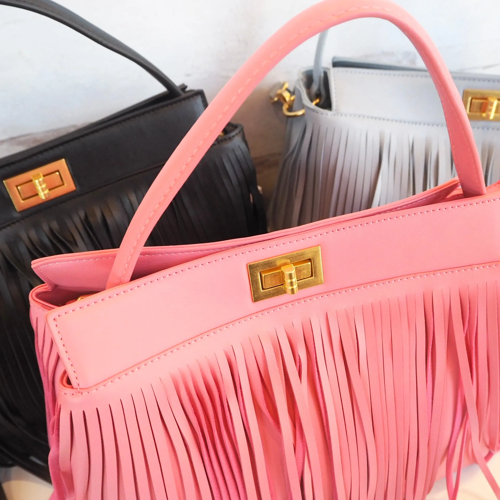 Fringe Vegan Leather Handbag