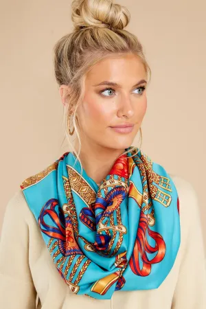 Go For The Gold Blue Multi Print Scarf