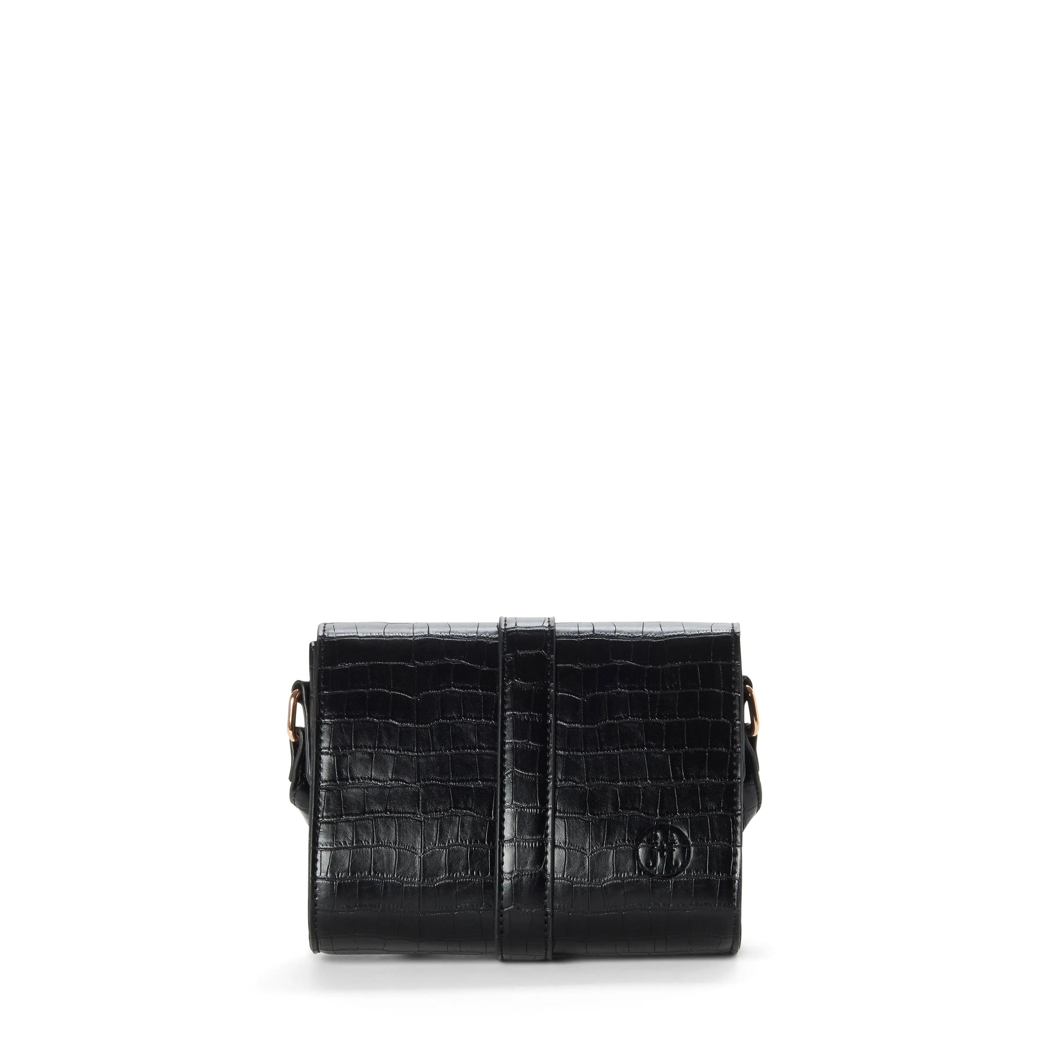 LINDSAY II Croco Vegan Crossbody in Black