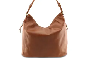 LOLA HOBO LEATHER HANDBAG IN MOCCA