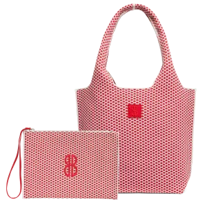 medium - Red Diamond Tote With Pouch