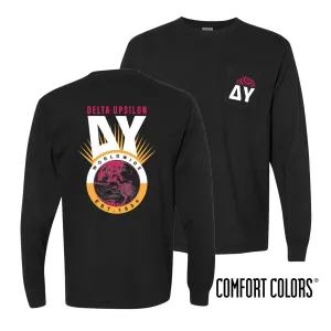 New! Delta Upsilon Comfort Colors Retro Worldwide Long Sleeve Tee