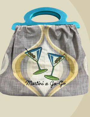 "Martini a Go-Go 2" One of a kind chainstitched purse