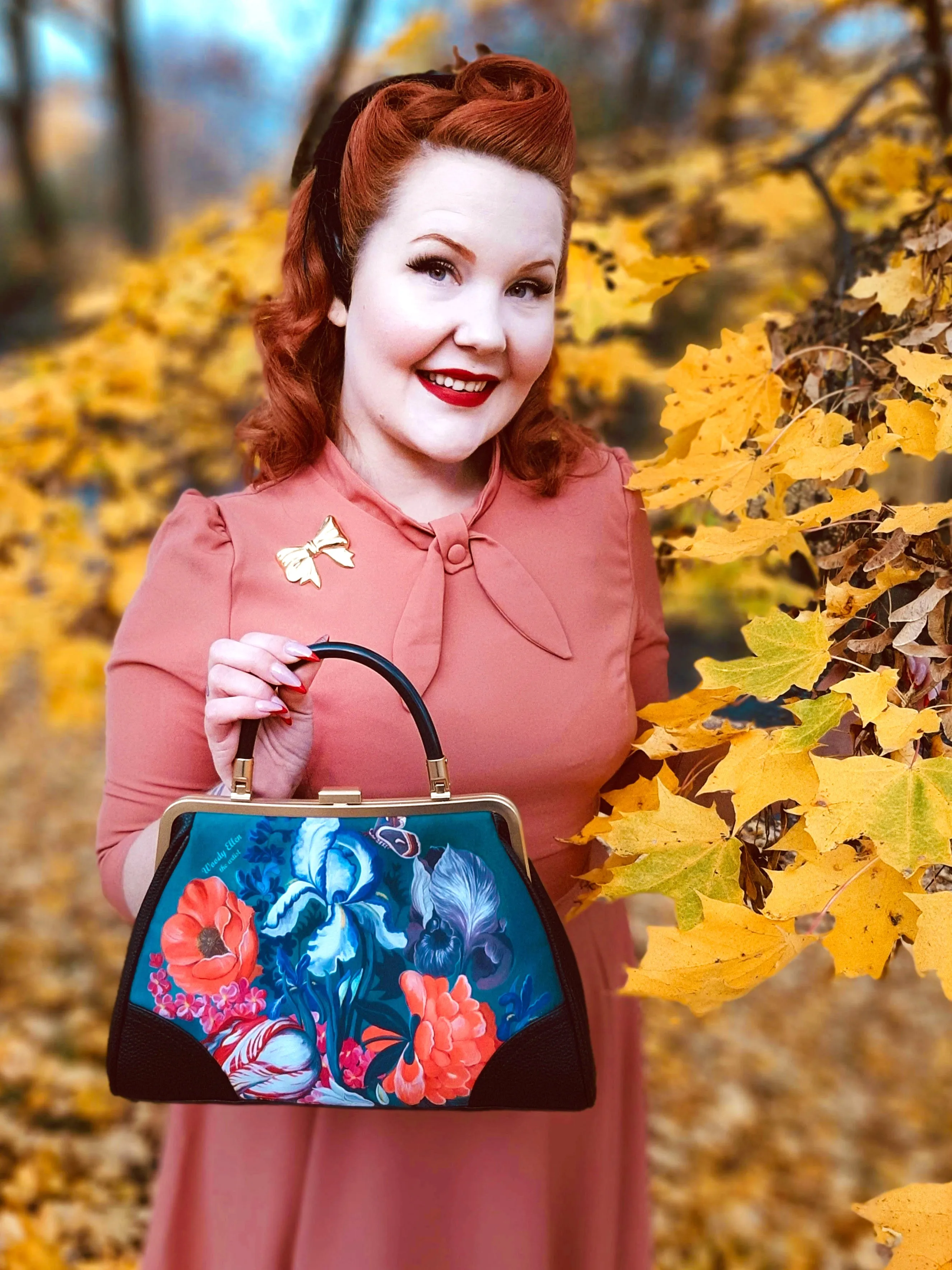 Retro handbag, vintage handbag, Forest