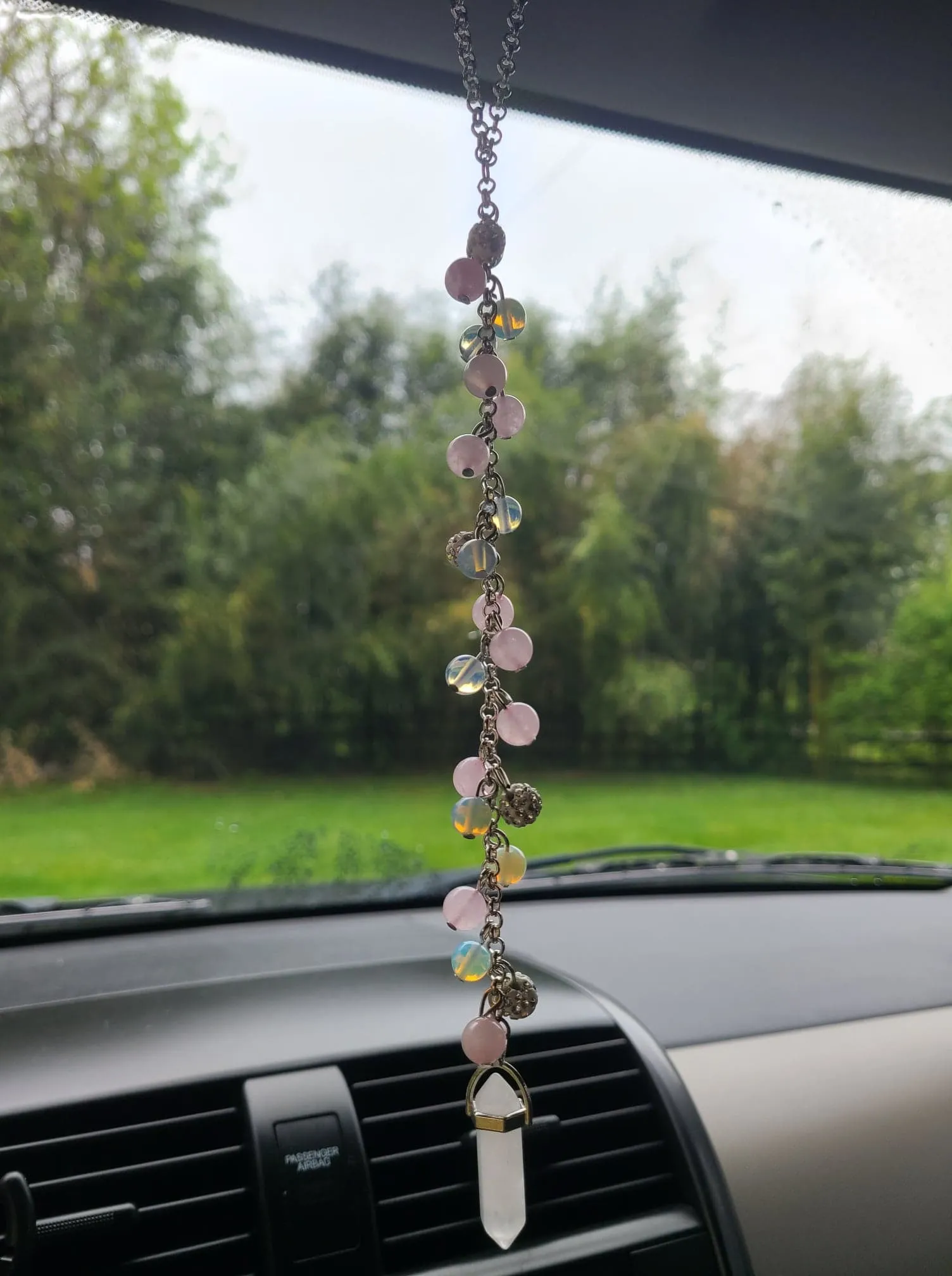 Sea Opal and Rose Quartz Car Charm