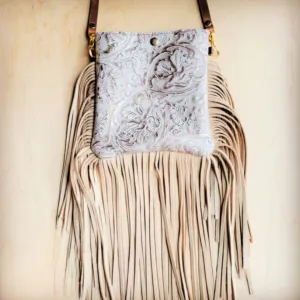 Small Crossbody Handbag w/ Gilded Cowboy Leather Full Fringe