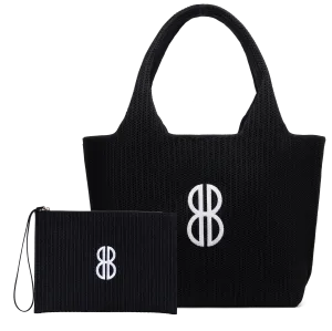 Sutton City Tote - Black Stripe Monogram - Large