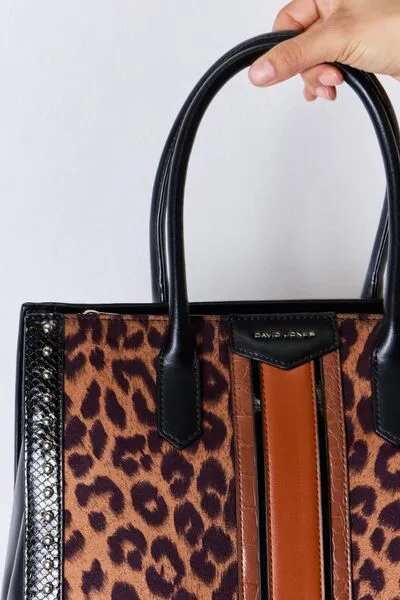 TEEK - DJ Leopard Contrast Rivet Handbag