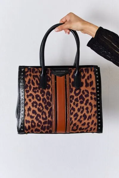 TEEK - DJ Leopard Contrast Rivet Handbag