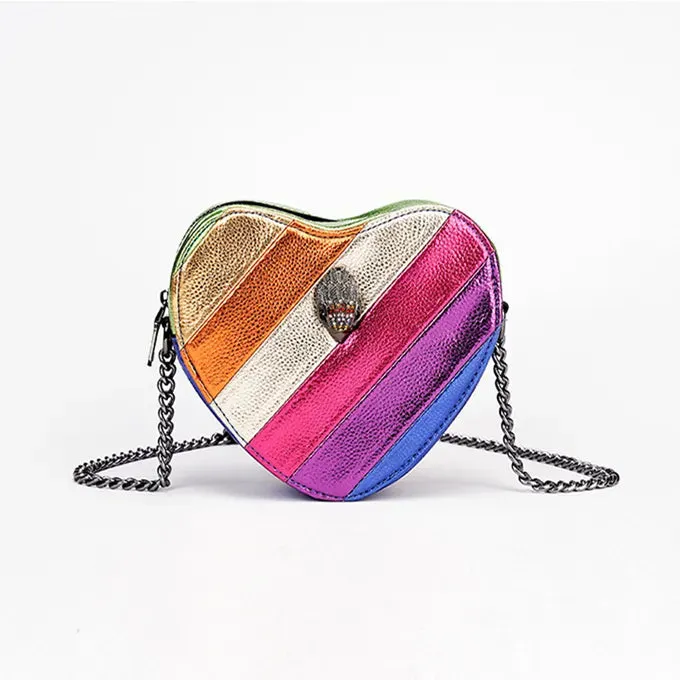 Trendy Heart Rainbow Crossbody Handbag