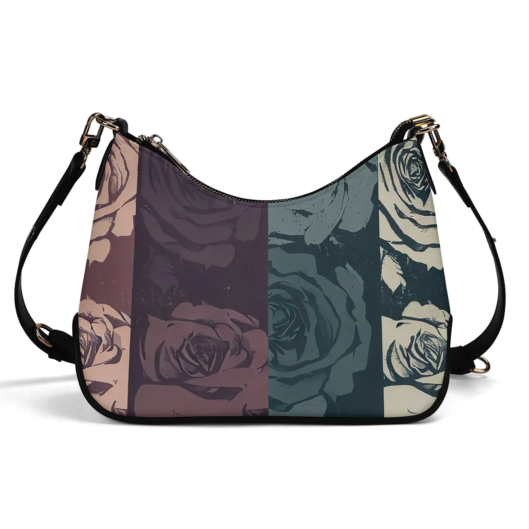 Vampire Art Grunge Distressed PU Cross-body Bag With Chain Decoration - Roses