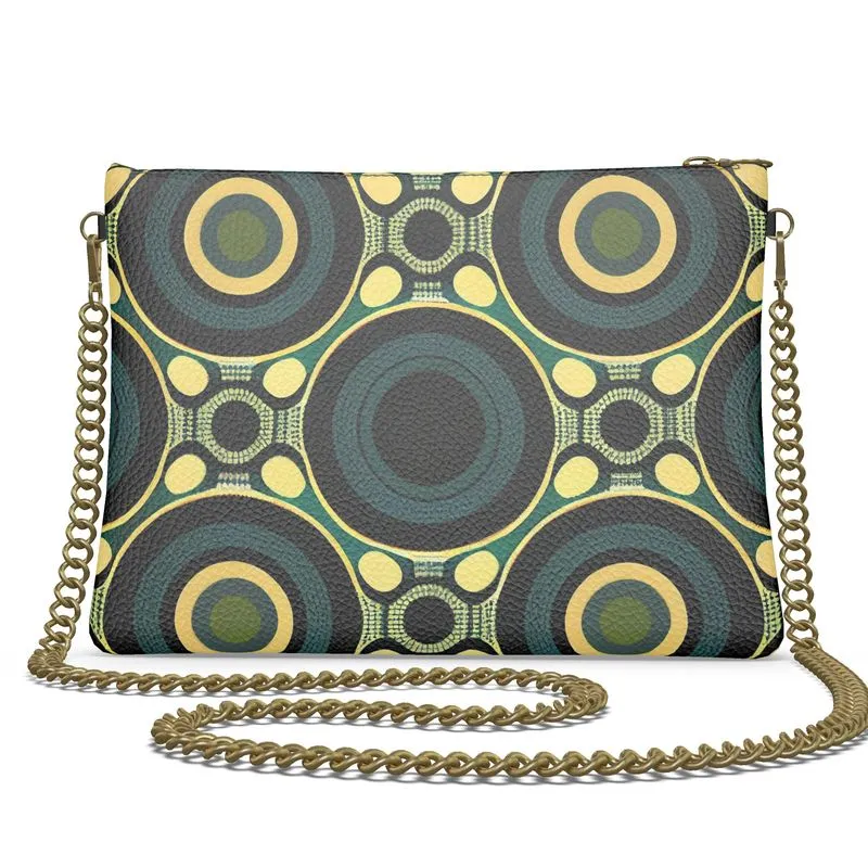 Vampire Art Grunge Sixties Green Crossbody Bag With Chain