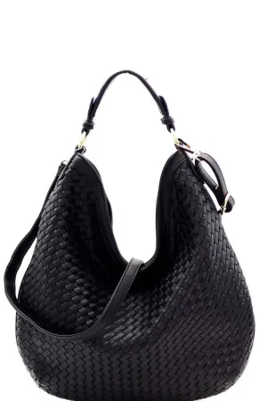 Woven 2-Way Hobo Bag